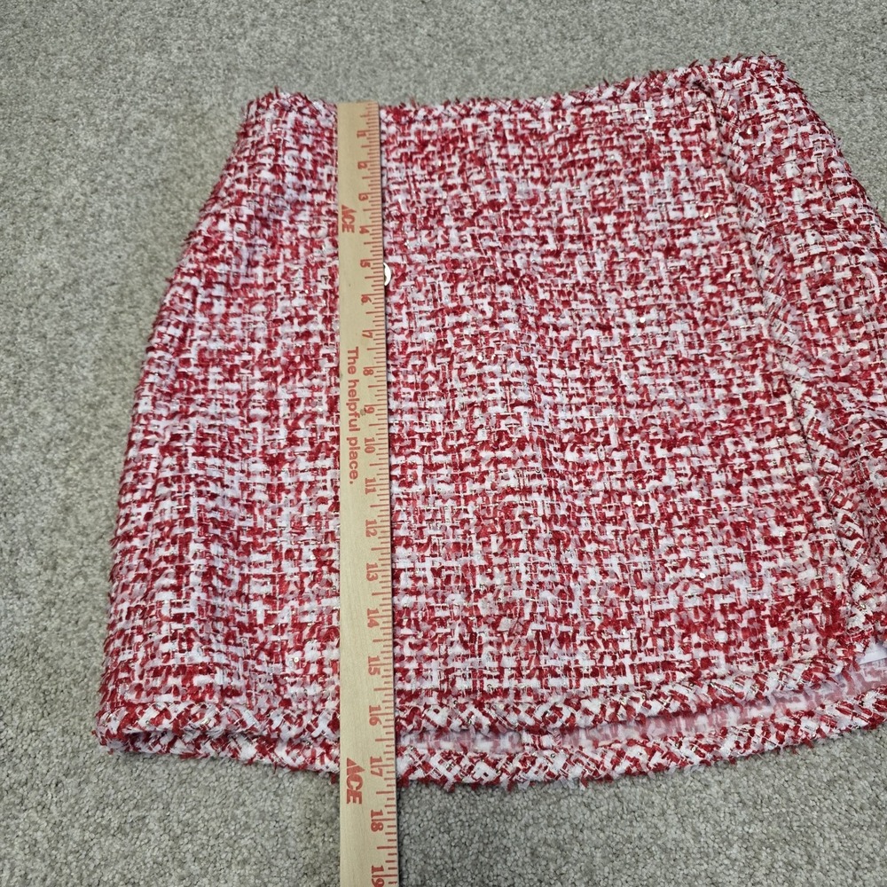 Sandro Paris Red Wrap Effect Metallic Tweed Meridan Mini Skirt Sz‎ 42 NWT $295 - Picture 12 of 12